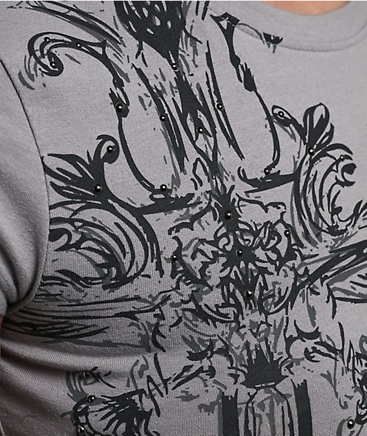 Ninth Hall Alina Cross Grey Crop T-Shirt