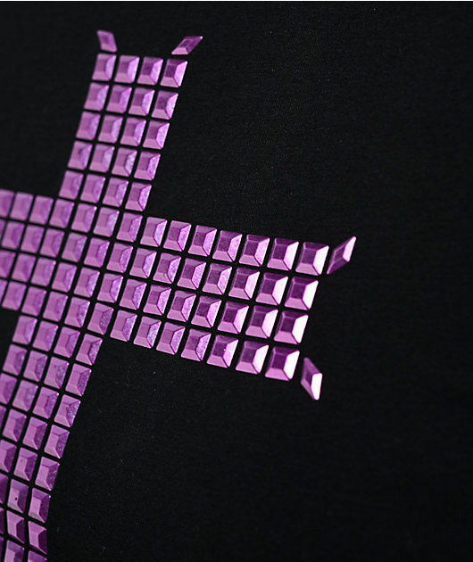 Ninth Hall Alina Studs Cross Black Crop T-Shirt