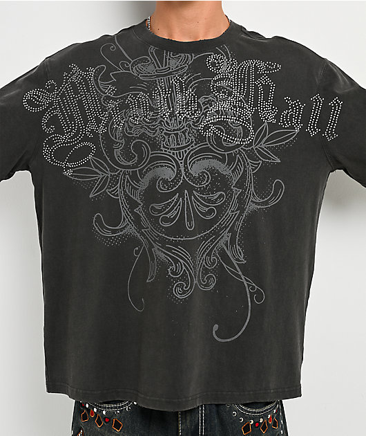 Ninth Hall All At Once Charcoal Wash & White 2fer Long Sleeve T-Shirt