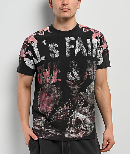 Ninth Hall All Is Fair Black Wash T-Shirt | Zumiez