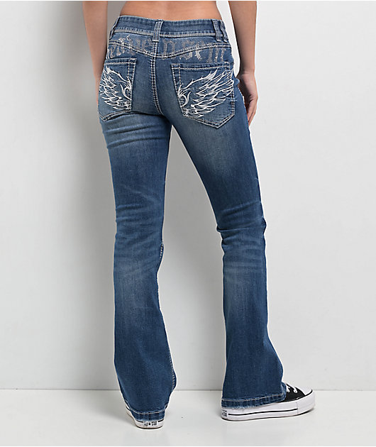 JEANASIS
テンセルツイルバンドカラーシャツ Ninth Hall Alyssia Blue Wash Bootcut Jeans | Zumiez
