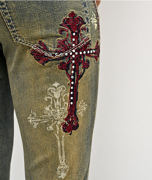 Ninth Hall Alyssia Burn Light Vintage Blue Wash Bootcut Jeans