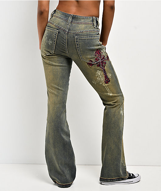 Ninth Hall Alyssia Burn Light Vintage Blue Wash Bootcut Jeans
