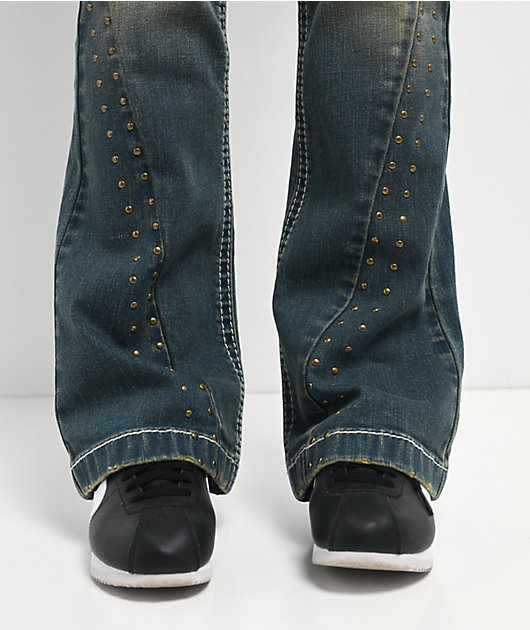 Ninth Hall Alyssia Nailheads Blue Wash Bootcut Jeans