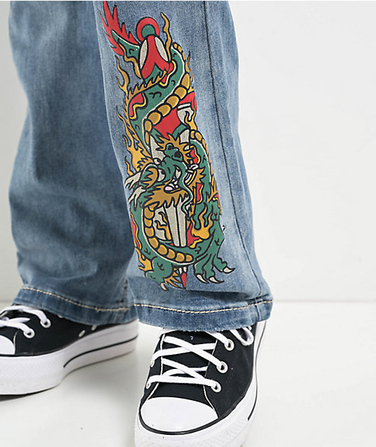 Ninth Hall Alyssia Printed Selfie Mid Rise Bootcut Jeans