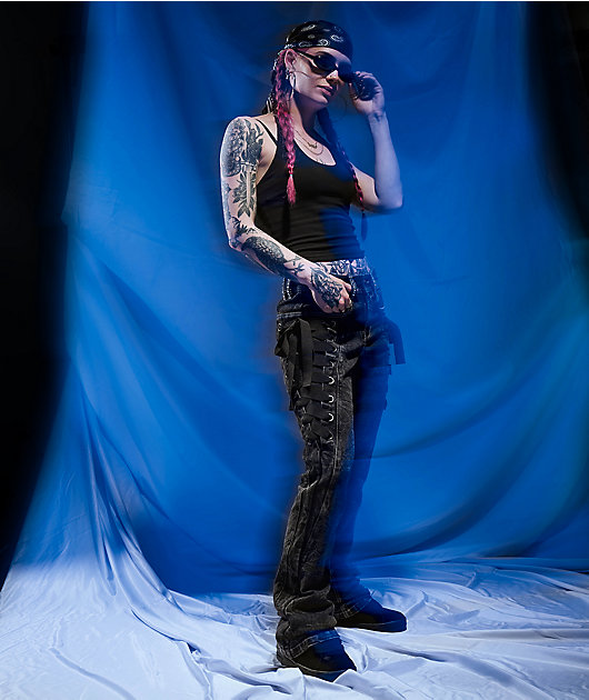 Ninth Hall Alyssia Rawr Black Wash Bootcut Jeans