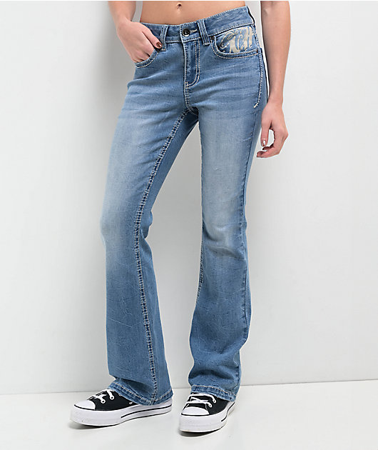 【I AM MARI】Jessia Bootcut Pants Zandra Stitched Bootcut Jeans | Only $109.00 | Grey Smoke