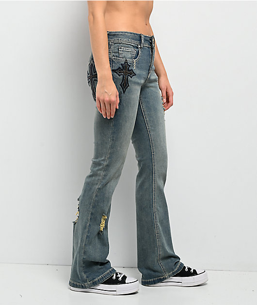 Ninth Hall Alyssia Sequins Drizzle Bootcut Jeans | Zumiez