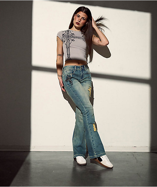 Ninth Hall Alyssia Sequins Drizzle Bootcut Jeans | Zumiez
