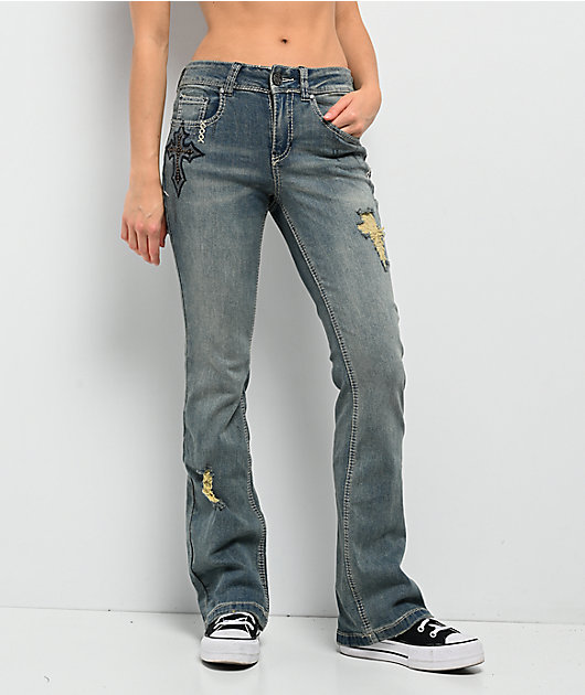 Ninth Hall Alyssia Sequins Drizzle Bootcut Jeans