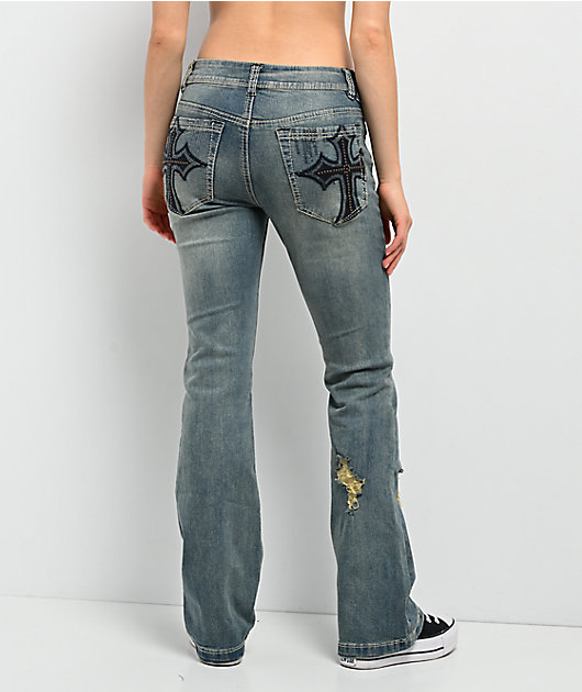 Ninth Hall Alyssia Sequins Drizzle Bootcut Jeans | Zumiez