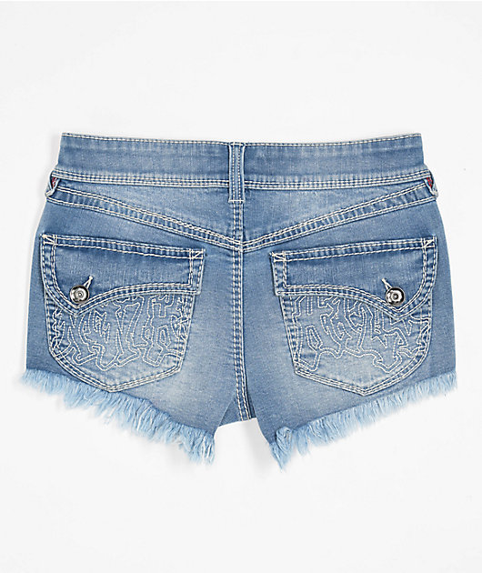 なみ Ninth Hall Alyssia Shortie Sapphire Denim Shorts | Zumiez