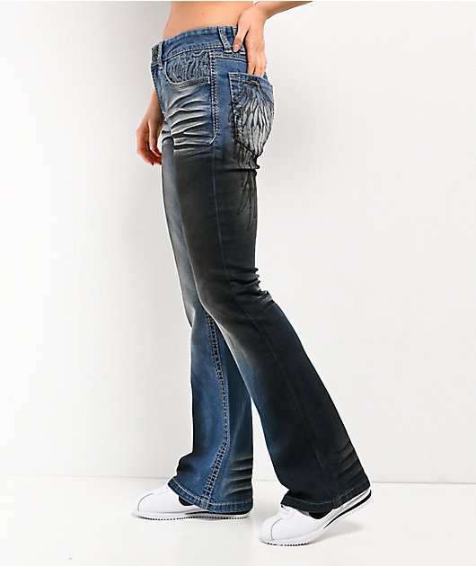 Ninth Hall Alyssia Wings Rider Light Blue Wash Mid Rise Bootcut