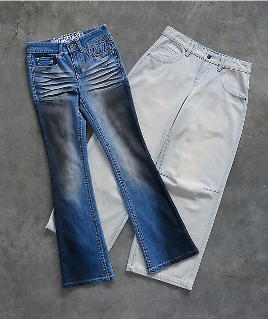 Ninth Hall Alyssia Wings Rider Light Blue Wash Mid Rise Bootcut