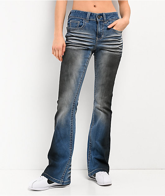 Ninth Hall Alyssia Wings Rider Light Blue Wash Mid Rise Bootcut