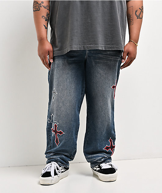 Ninth Hall Ambush Crosses Baked Medium Blue Wash Loose Fit Jeans