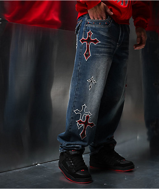Ninth Hall Ambush Crosses Baked Medium Blue Wash Loose Fit Jeans