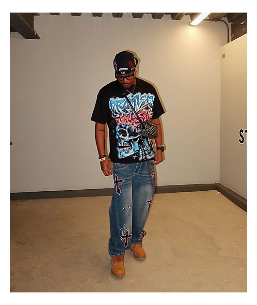 Ninth Hall Ambush Crosses Baked Medium Blue Wash Loose Fit Jeans