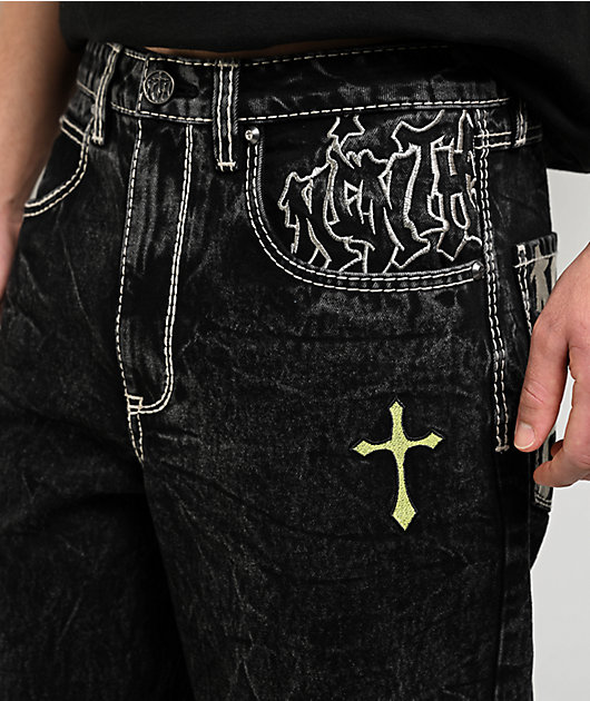 Ninth Hall Ambush Crosses Black Wash Loose Fit Jeans