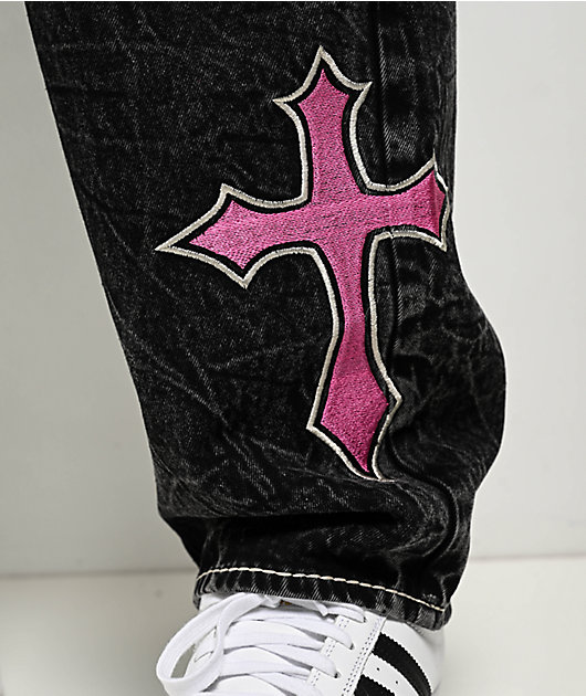 Ninth Hall Ambush Crosses Black Wash Loose Fit Jeans | Zumiez