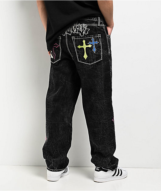 Ninth Hall Ambush Crosses Black Wash Loose Fit Jeans