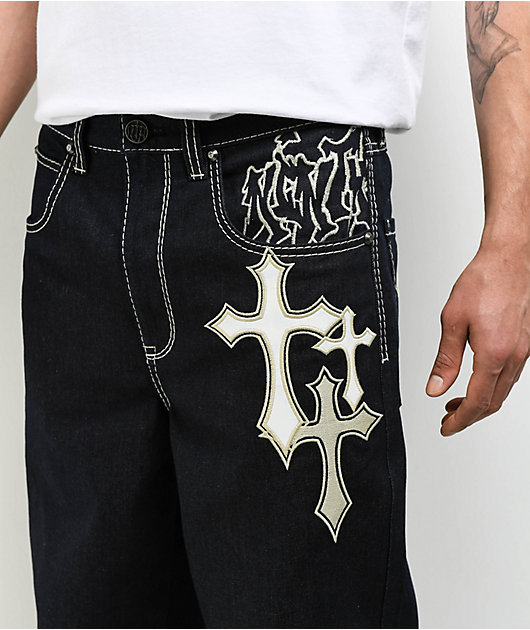 Ninth Hall Ambush Crosses Raw Indigo Loose Fit Jeans