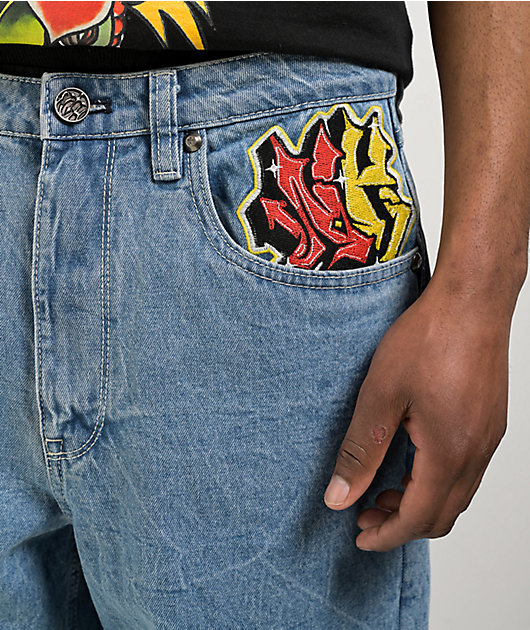 Ninth Hall Ambush Dragon Blue Wash Loose Fit Jeans