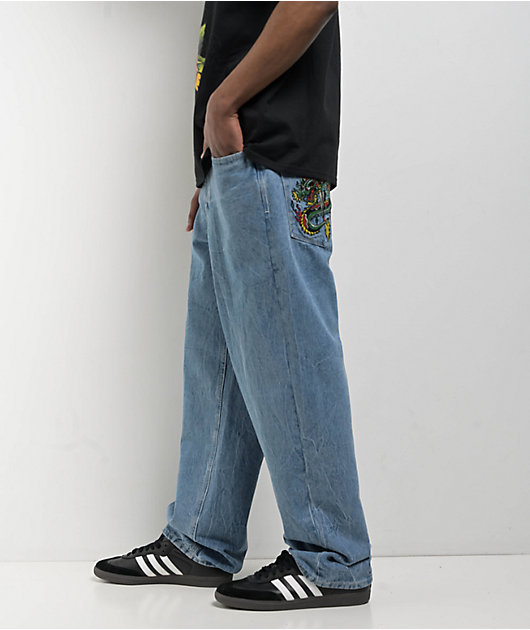 Ninth Hall Ambush Dragon Blue Wash Loose Fit Jeans | Zumiez