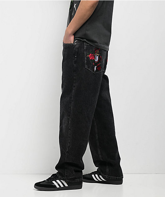 Ninth Hall Ambush Embroidered Black Wash Jeans | Zumiez