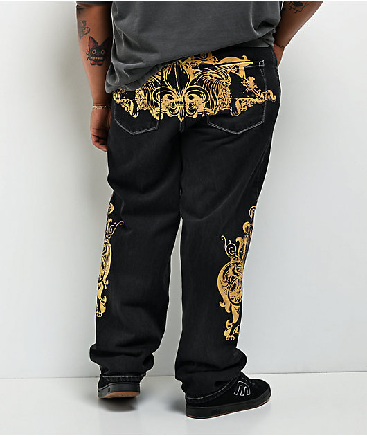 Ninth Hall Ambush Fleur De Lion Black Wash Loose Fit Jeans | Zumiez