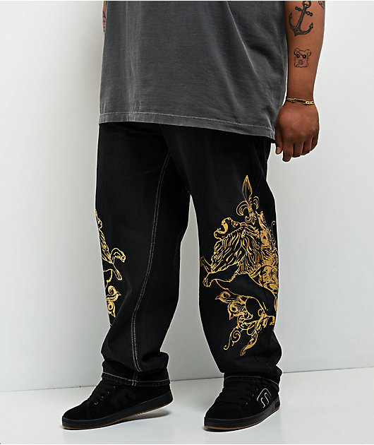 ASSASSYN JEANS PITBULLZ アメリカンフットボール　XL Ninth Hall Ambush Fleur De Lion Black Wash Loose Fit Jeans | Zumiez