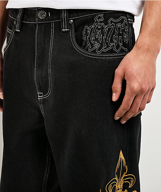 Ninth Hall Ambush Fleur De Lion Black Wash Loose Fit Jeans | Zumiez