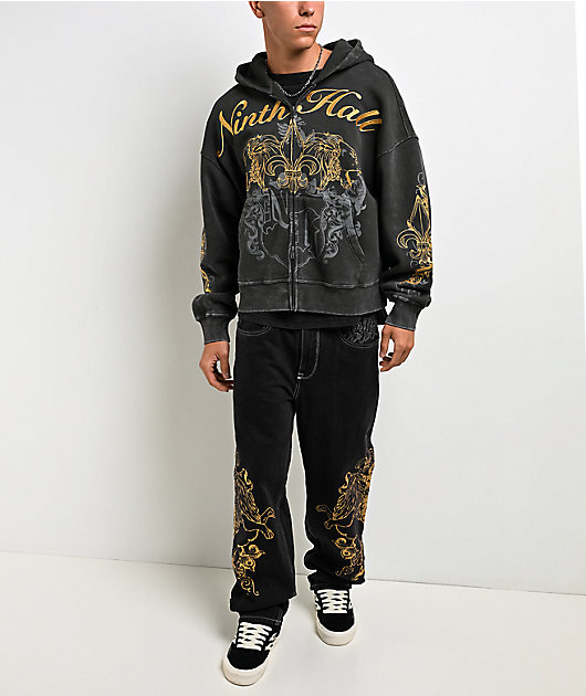 Ninth Hall Ambush Fleur De Lion Black Wash Loose Fit Jeans | Zumiez