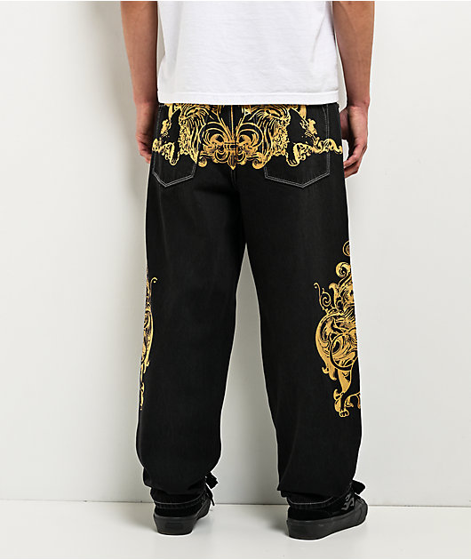 Ninth Hall Ambush Fleur De Lion Black Wash Loose Fit Jeans | Zumiez