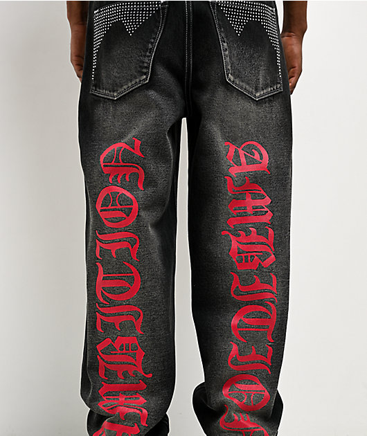 Ninth Hall Ambush Locked Rhinestone Black Wash Jeans