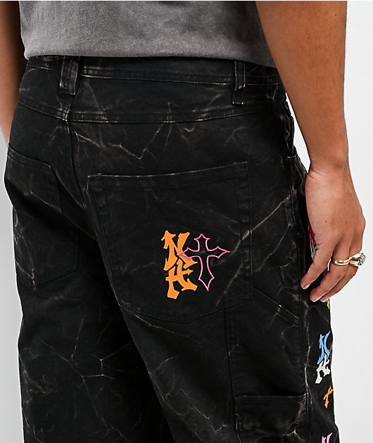 アリババ　エンジニアードガーメンツ　CP Denim - Black Ninth Hall Ambush Painter Graff Crosses Black Wash Loose Fit