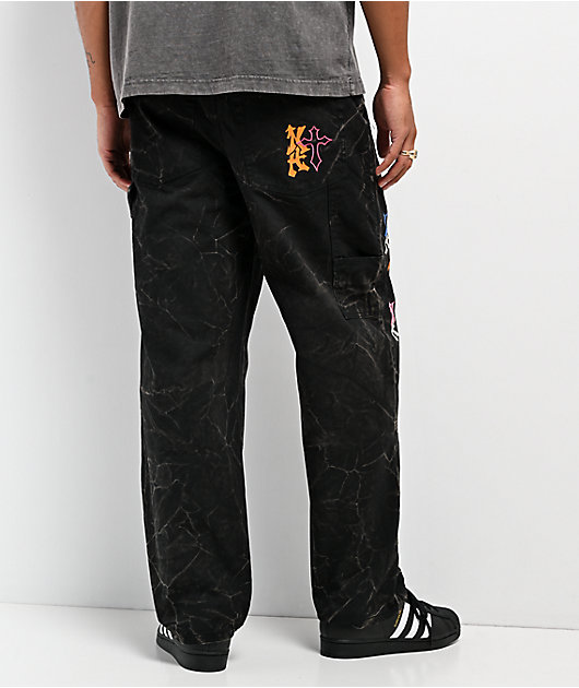 Ninth Hall Ambush Painter Graff Crosses Black Wash Loose Fit