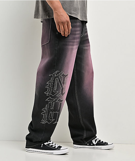 Ninth Hall Ambush Purple Wash Black Denim Loose Fit Jeans | Zumiez