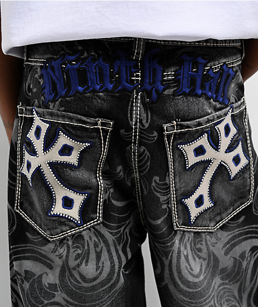 Ninth Hall Ambush Royal Cross Black Wash Loose Fit Jeans