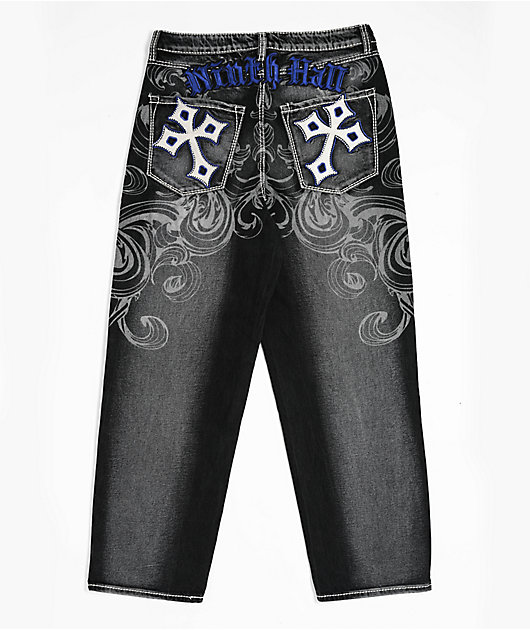 Ninth Hall Ambush Royal Cross Black Wash Loose Fit Jeans | Zumiez