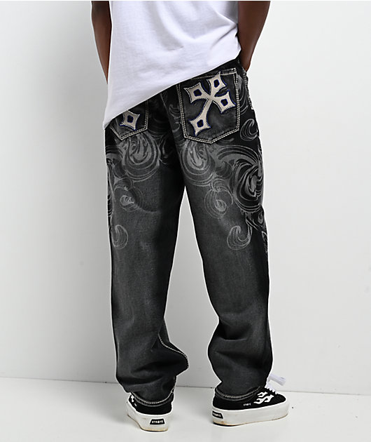 Ninth Hall Ambush Royal Cross Black Wash Loose Fit Jeans