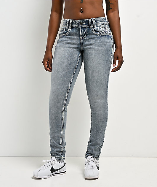 Ninth Hall Amiyah Light Wash Low Rise Skinny Jeans