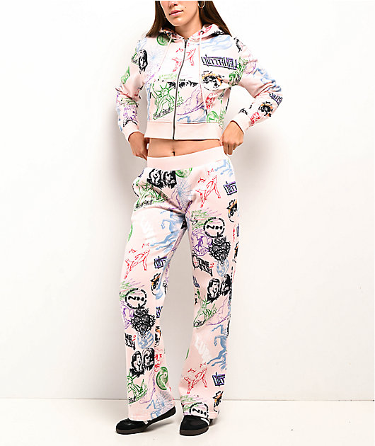 Ninth Hall Andover Pink Crop Zip Hoodie