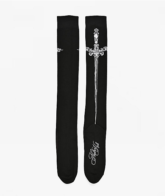 Ninth Hall Angel Black Thigh High Socks