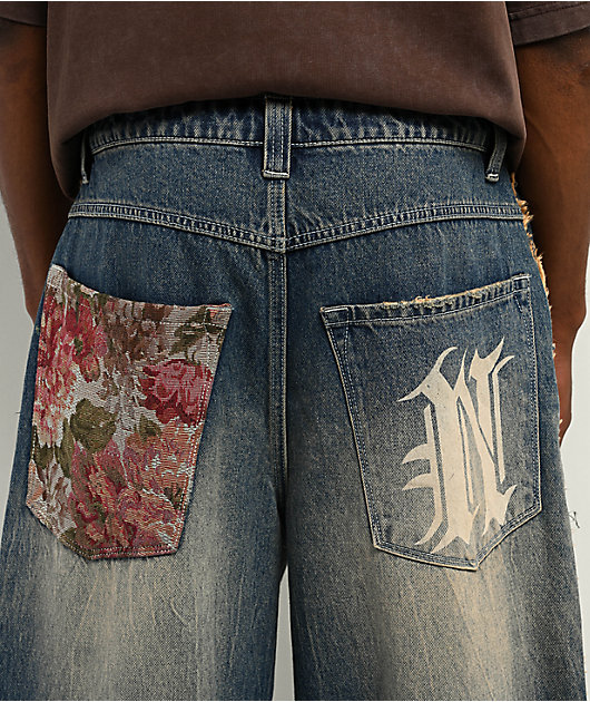 Ninth Hall Astray Ambition Blue Wash Ultra Wide Patchwork Jeans