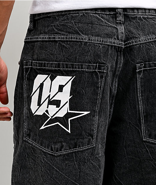 Ninth Hall Astray Piece Black Thunderhead Wash Moto Denim Jeans