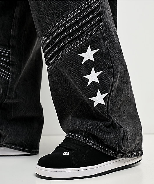 Ninth Hall Astray Piece Black Thunderhead Wash Moto Denim Jeans