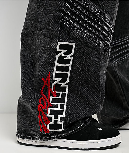 Ninth Hall Astray Piece Black Thunderhead Wash Moto Denim Jeans