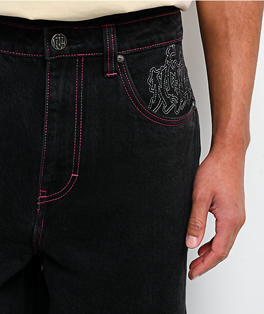 Ninth Hall Astray Pink & Black Thunderhead Wash Ultra Wide Patchwork Jeans