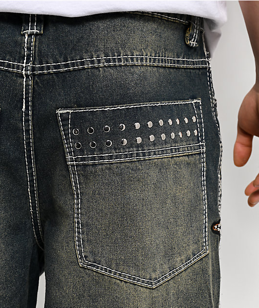 Ninth Hall Astray Preach Blue Wash Ultra Wide Jeans | Zumiez